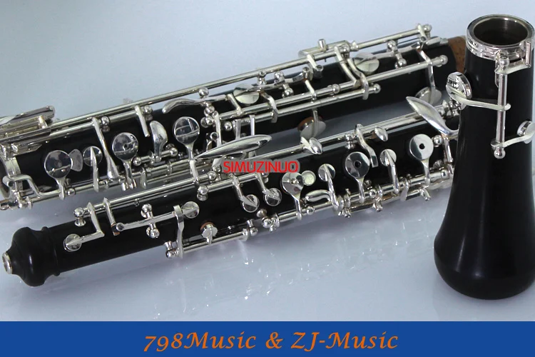 Oboe cuerpo profesional de madera negra, llave C chapada en plata con