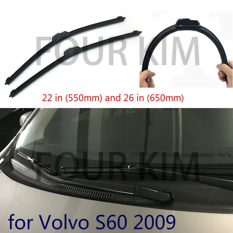 Wiper blade for Volvo S60 2009 22''+26" U/J Hook Car Windscreen No bone Wiper WP 136wiper blade