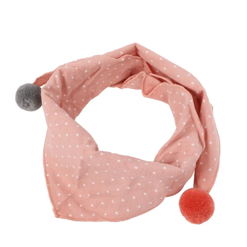 Треугольный хлопковый шарф, полотенце для малышей, осенне-зимняя шаль для девочки, детский шейный платок, детский шарф - Цвет: dot pink