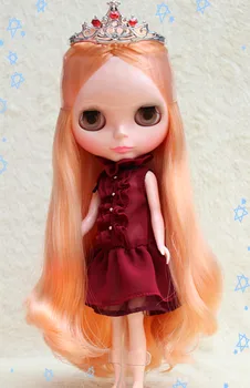 

Blygirl Fluorescent Orange Curls Dolls Blyth Doll 801BL2741 Nude Dolls Ordinary Body 7 Joints Hair Cream