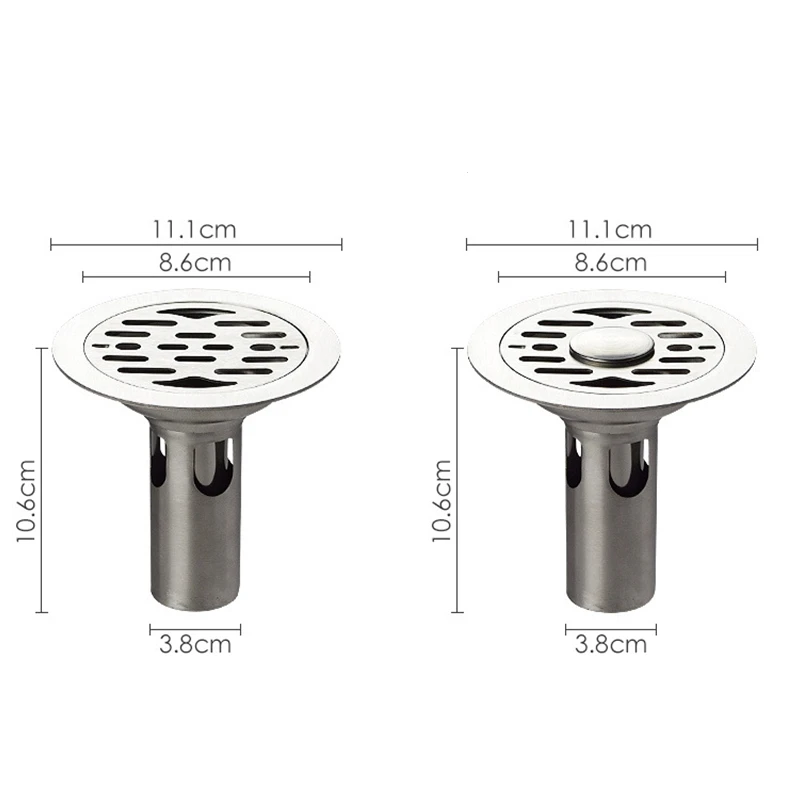 Сток в полу из нержавеющей стали Круглый Ванная комната душ отходов Слив 11,1 см кухня двойной анти-запах напольная дренажная решетка крышка