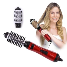 Multifunctional2 In 1hair Curler Volumizer Rotating Hot Hair Brush Professional Styleing Electric Hair Straightener Curler Brush