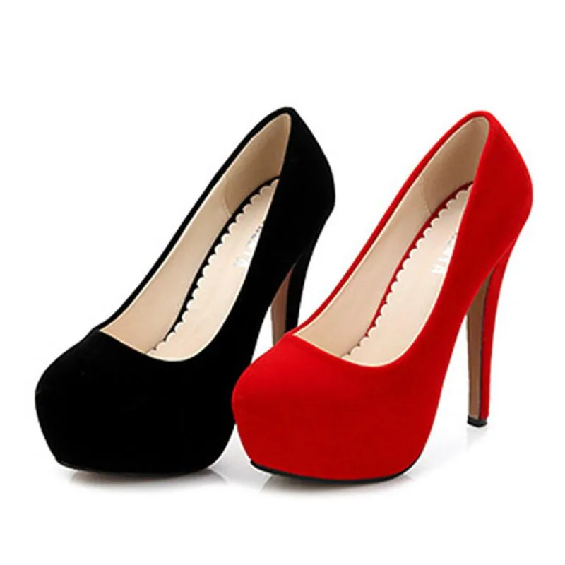 

Women's Shallow Office Shoes Dress Shoes 14CM High Heels Wedding Shoes New Arrival Concise Solid Flock Pointed Toe Women Pumps