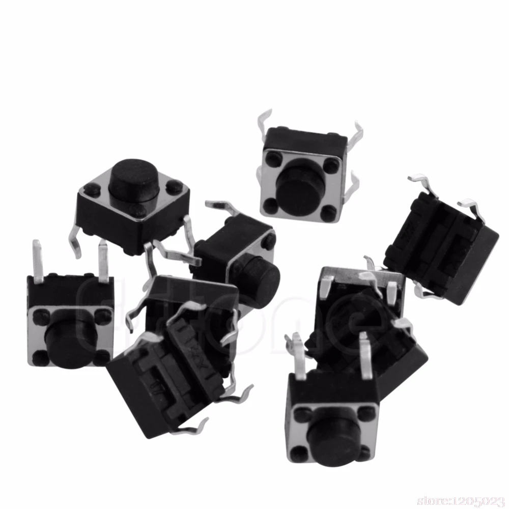 

10 pcs Tactile Push Button Switch Tact Switch for Arduino 4P DIP 6X6X5mm