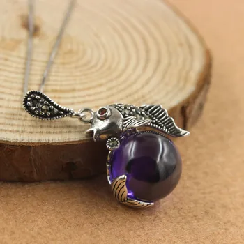 

S925 Sterling Silver Pendant Silver fish beads Necklace Pendant