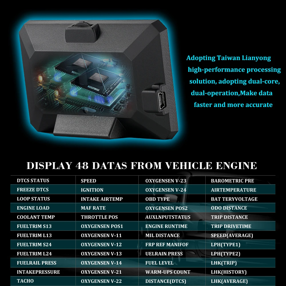 OBDHUD Новые Авто диагностические инструменты OBD2 автомобиль поездки бортовой компьютер Спидометр дисплей Температура воды об/мин датчик