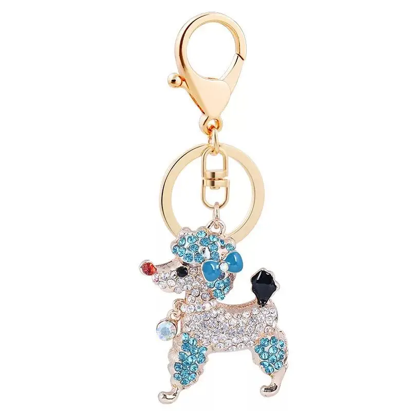 New Fashion Creative Rhinestone Dog Keychain Lovely Crystal dog Metallic Car Key Ring Female