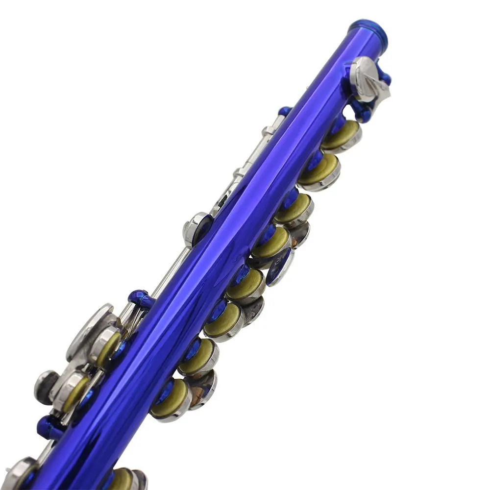 ЛАДЭ Половинного размера Пикколо флейта Посеребренные C ключ Мельхиор с Корк смазка ткань для очистки Отвертка Коробка мягкий синий