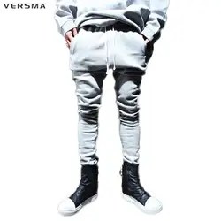 Versma 2017 корейский Harajuku Джастин Бибер Slim Fit штаны-шаровары мужской Готический в стиле панк хип-хоп Брюки для девочек Для мужчин брендовая