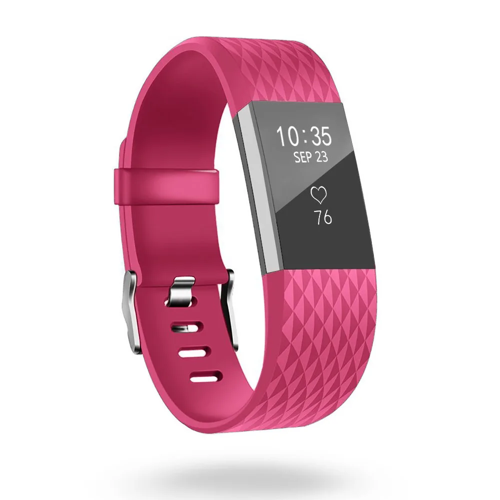 3D Силиконовые сменные ремешки для браслета Fitbit Charge 2 Смарт-часы Браслет для Fitbit Charge2 ремешок - Цвет: Розовый