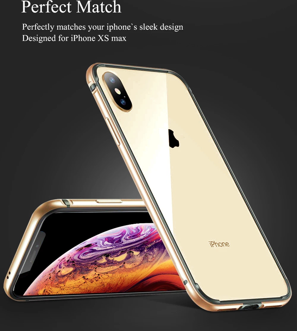 Ascromy For iPhone XS Max Bumper Case Luxury Aluminum Metal Silicone Frame Phone Case For iPhone X S R XR XSMax Gold Accessories (3)