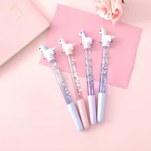 1pcs 귀여운 0.5mm 말 볼펜 드리프트 모래 반짝이 크리스탈 펜 반짝이 다채로운 크리 에이 티브 공 펜 아이 선물 참신 편지지(China)
