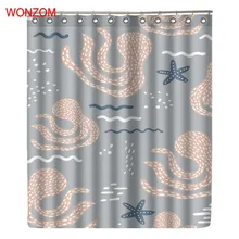WONZOM Octopus Shower Curtain Waterproof Bathroom Curtain Modern Animal Bath Curtain With 12 Hooks Accessories For Home Decor WONZOM Octopus Shower Curtain Waterproof Bathroom Curtain Modern Animal Bath Curtain With 12 Hooks Accessories For Home Decor