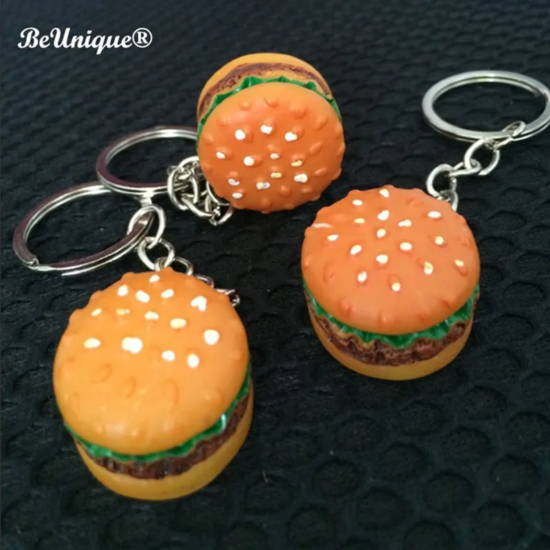 New Hamburger Food Shaped Pendent Keychain Resin Keyring Best Gift For Kids