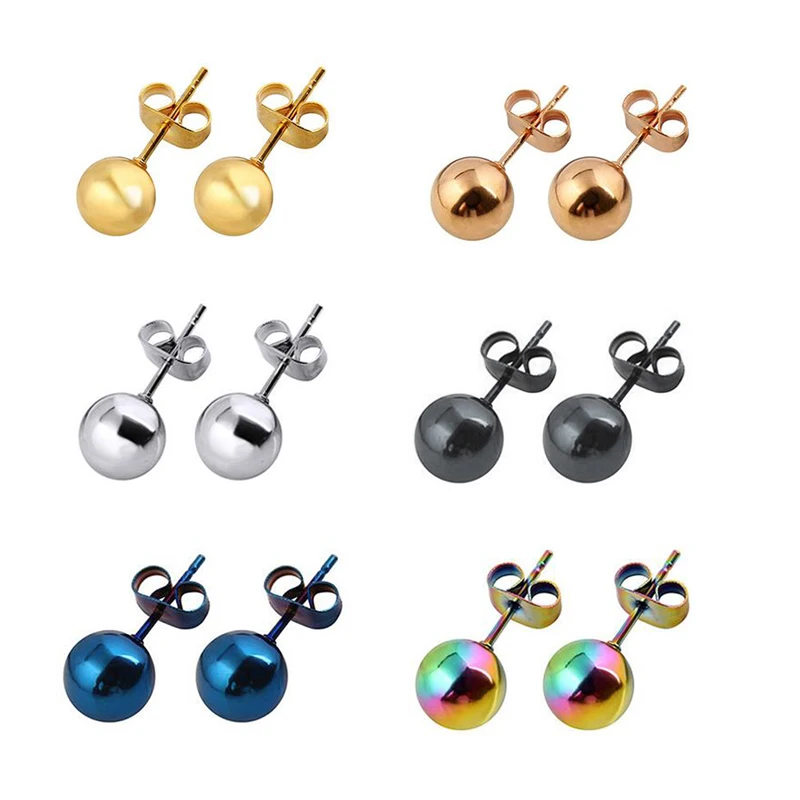 

4 PCS Surgic Small Circle Earrings Ball Stud Earrings Classic Women's Round Ball Metal Earrings Piercing Fake Taper For Women
