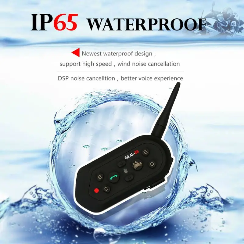 

Motorcycle Helmet Bluetooth Intercom Waterproof 6 Riders Communication System