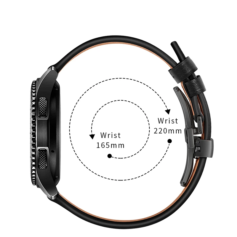 Ремешок из натуральной кожи для Samsung Galaxy Watch 46 мм стальной браслет с бабочкой Gear S3
