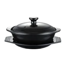 Ceramic Casserole Cooking-Pot Claypot-Rice Cocotte Black Enameled No-Logo