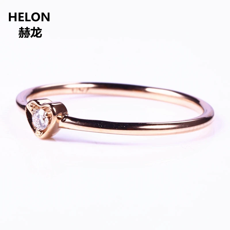 

Solid 10k Rose Gold VS/H Natural Diamonds Engagement Ring Wedding Band Trendy Heart Women Fine Jewelry