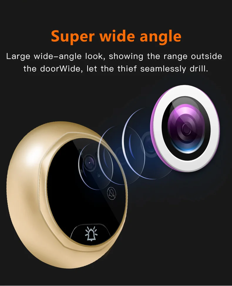 ЖК-цифровой дверной звонок домашний дверной звонок глазок Камера PIR Обнаружение движения