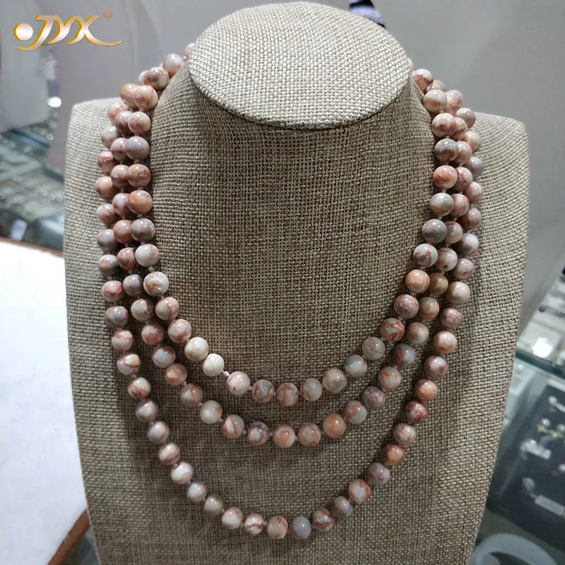 

JYX 2019 new Elegant Multi-color Agate necklace 8-8.5mm Round shape Agate Log necklace for women party 54