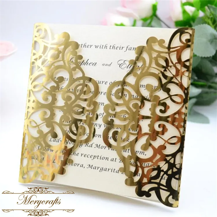 wholesale blank wedding invitations metallic gold greeting card in Cards & Invitations from