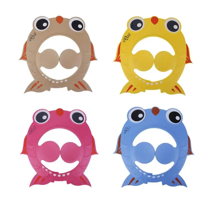 

4 Size Adjustable Baby Shampoo Cap Cartoon Goldfish Baby Bath Shower Eye Ear Protection Cap Resizeable Kids Bath Shower Product