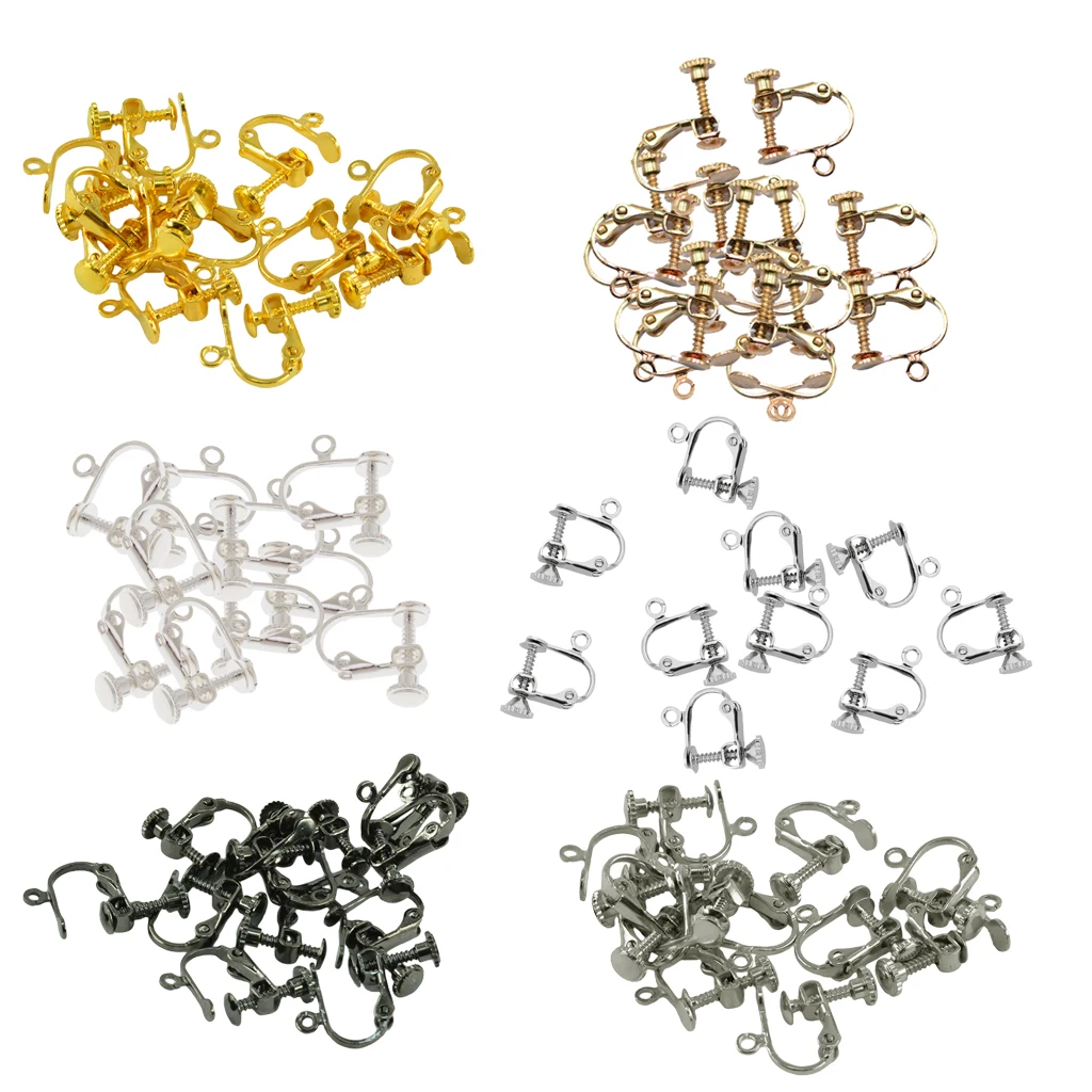 70 Pieces Non-Piercing Brass Screw Earring Clip Flat Hooks DIY Crafts