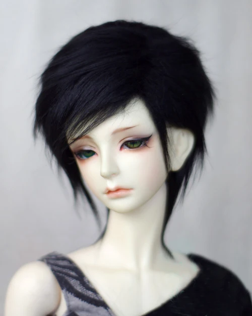 BJD кукла натуральный мех парик для 1/3 1/4 1/6 BJD DD SD MSD MDD YOSD кукла черный средней длины на меху парики кукла