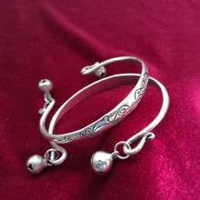 Национальный Ветер Личность ювелирные изделия Hmong ручной работы Мяо серебряный браслет Anchovies браслет с колокольчиками