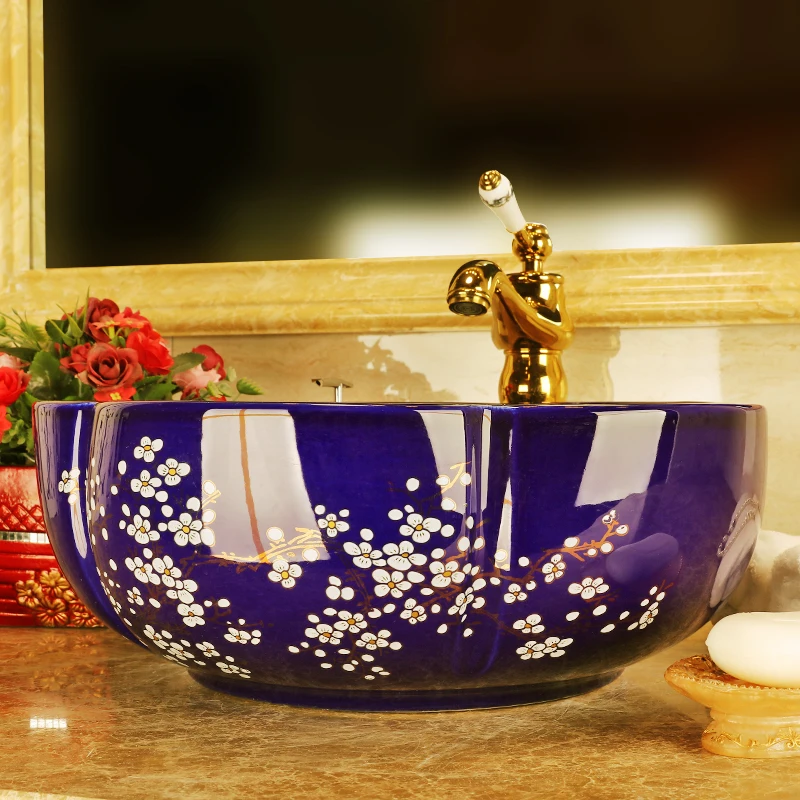 Europe style Handmade Lavabo Ceramic Washbasin Artistic Bathroom Sink Countertop wash basin  (4)