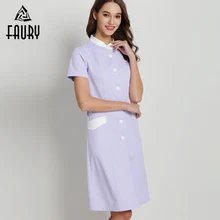 Медсестры летний Лонгслив под змеиную кожу салон красоты Комбинезоны Женский больничный медицинский стоматологическая клиника тонкое рабочее платье униформа лабораторное пальто