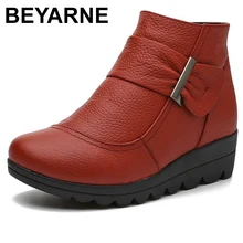 BEYARNE2019Fashion Для женщин сапоги женские ботильоны из натуральной кожи женская утепленная плюшевая зимняя обувь женские зимние ComfortableBootsE029