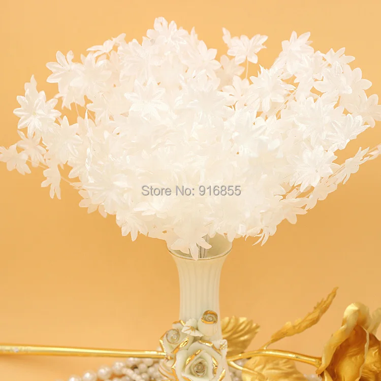 

Sale! Free Shipping 102pcs/lot 25mm White Fabric Flower Bouquet/Wire Stem/ Wedding Scrapbooking Artificial pearl Flower