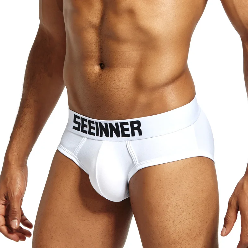 Seeinner бренд, низкая талия, сексуальное мужское нижнее белье, трусы для геев, с мешочком для пениса, мужские трусы бикини, нижнее белье для мужчин, одежда для сна, хлопковые трусы