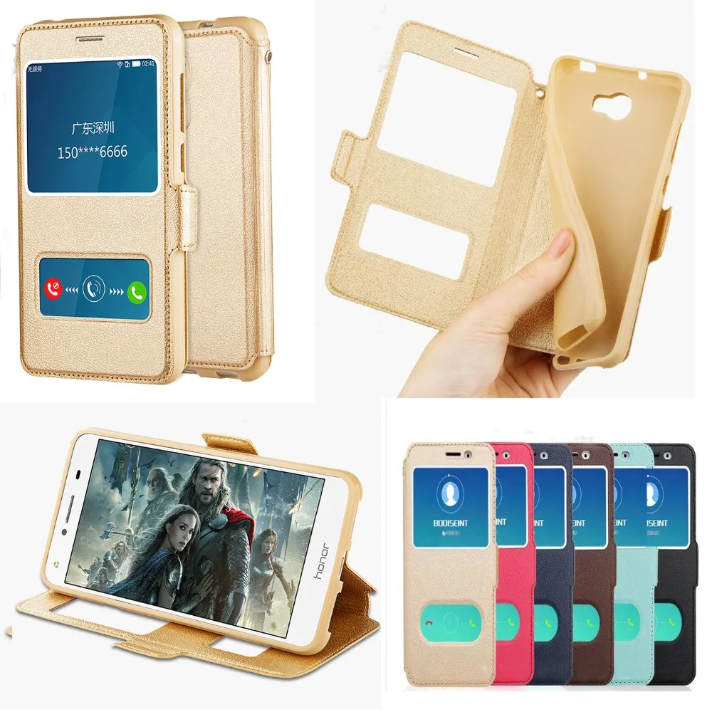 

Stand Vintage Flip Leather Case & Silicone Back Case For Huawei Honor 5A LYO-L21 Y6 II Compact Y5 II Y5II 6A 7A Case With Window