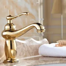Bathroom Faucet Golden Brass Basin Faucet. Bathroom Mixer Tap Deck Mounted basin sink Mixer Tap Kgf043 bathroom waterfall led faucet color changing solid brass body basin faucets bathroom mixer tap deck mounted with install hoses