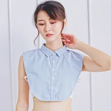 Леди Поддельный Воротник Половина Рубашки аксессуары женщин Деним Цвет хлопок Питер Пэн съемный воротник колье с искусственным жемчугом куртка с лацканами Топы