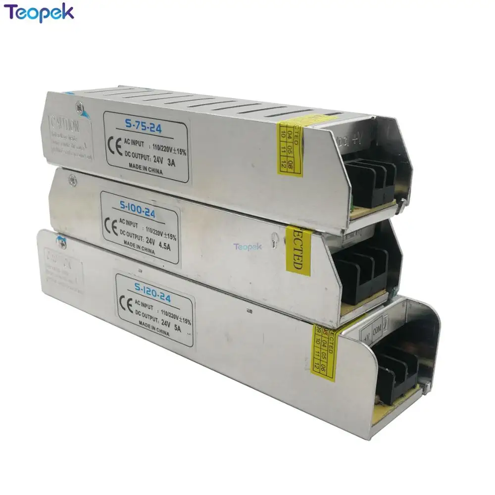 Супер тонкая версия 24V 3A 72W 4.5A 100W 5A 120W переключатель питания AC110-220V к DC24V ac-dc Драйвер постоянного напряжения полосы Размер