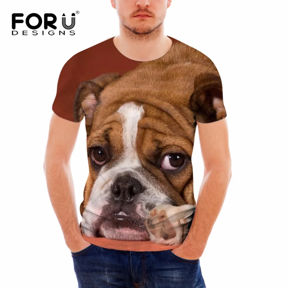 FORUDESIGNS/мужская футболка с 3D рисунком &quotФранцузский Bulldog&quot летняя мужская