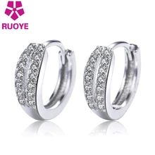 RUOYE Женская Мода Серьга Стержня Качество Двухрядные Простые Серьги Для Женщин Посеребренная Уха Ювелирных Изделий серьги