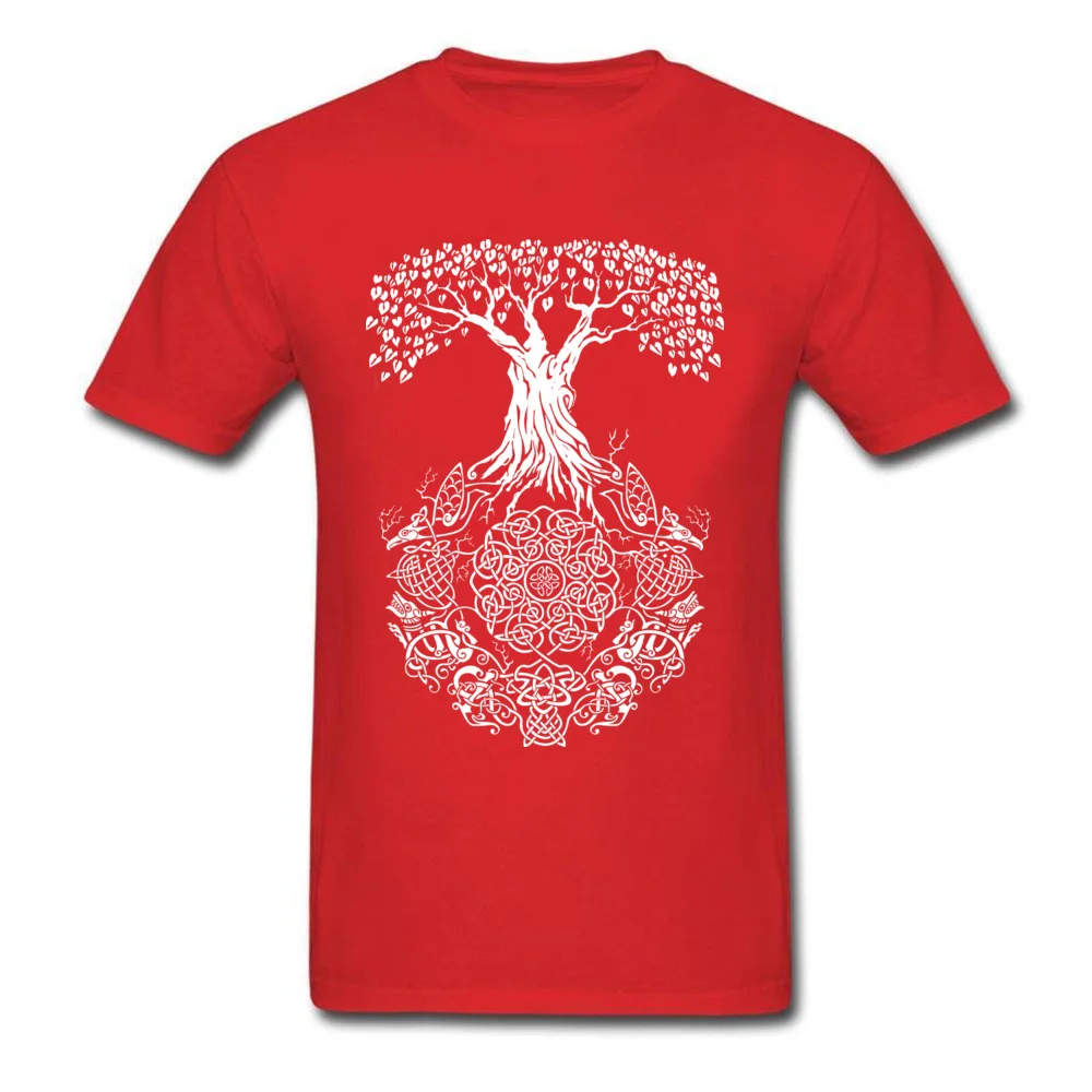 Tops Tees T-Shirt Yggdrasil Tree of Life NEW YEAR DAY Short Sleeve 100% Cotton Round Neck Men T Shirts 3D Printed Discount Yggdrasil Tree of Life red