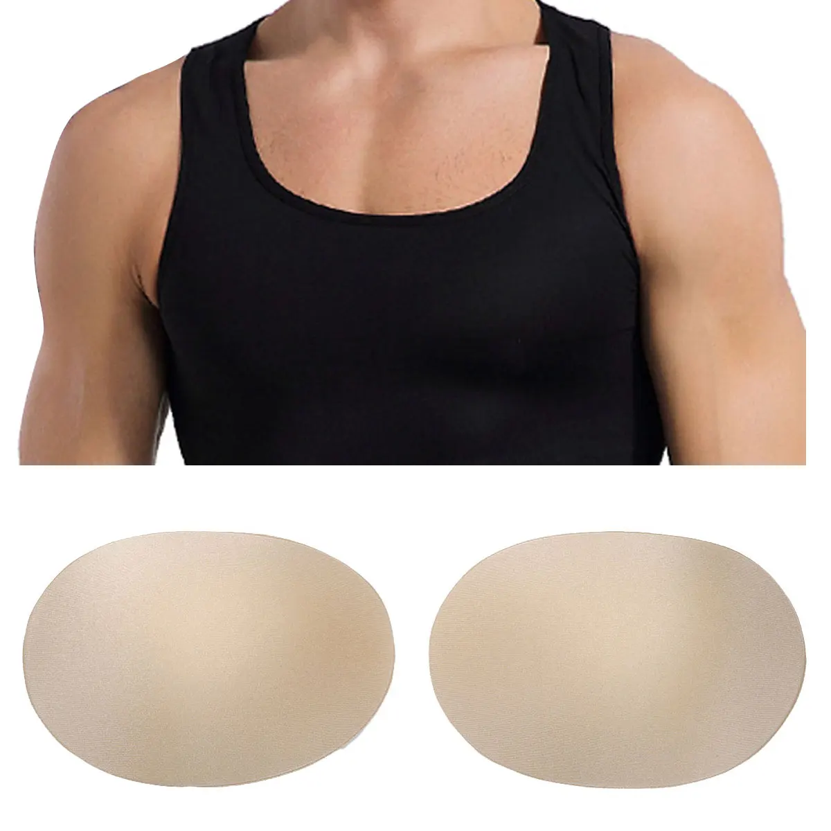 

TiaoBug 1 Pair Khaki Self-Adhesive Invisible Soft Protection Men Fake Muscle Chest Pads Enhancers Male Shaper Foam Silicone Pad