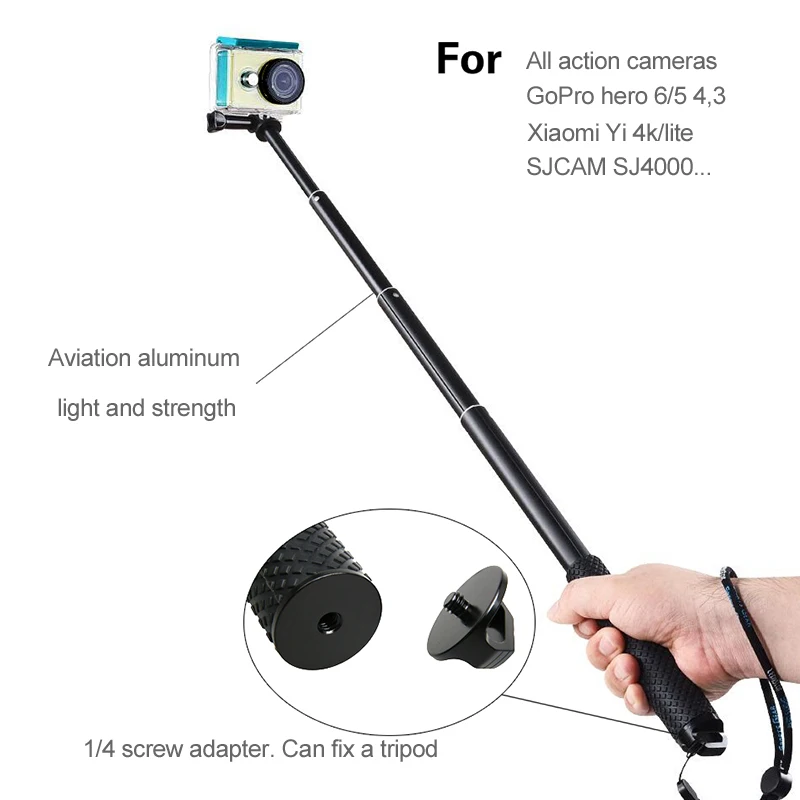 36/19 Zoll Aluminium Selfie Sticks Self Handheld Pole Monopod Stick für GoPro Hero 10 9 8 7 5 Xiaomi Sjcam Eken Kamerazubehör