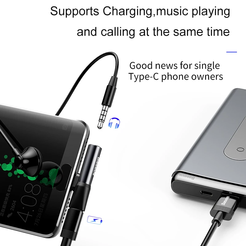 USB адаптер Baseus с Type C на 3 5 мм для Xiaomi Mi 8 6 Huawei P20 Pro OTG кабель зарядки разъем