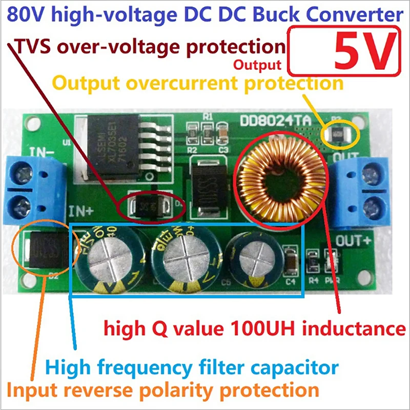 

24-80v To 3.3v-15v Ebike Dc-dc Converter Step-down Regulator Module Adjustable Power Supply Module LED Driver For Tool Parts