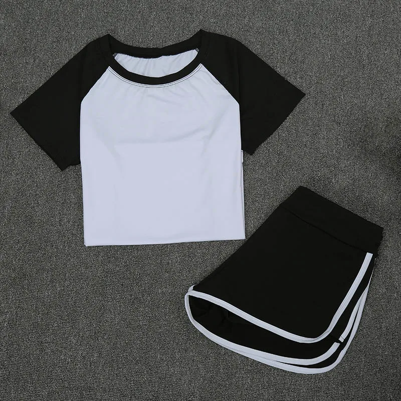 Women Sports Leisure Short-sleeved Shorts Fitness Yoga clothing Suit Ladies Running Quick-drying Sweat-absorbent Slim Sportwear