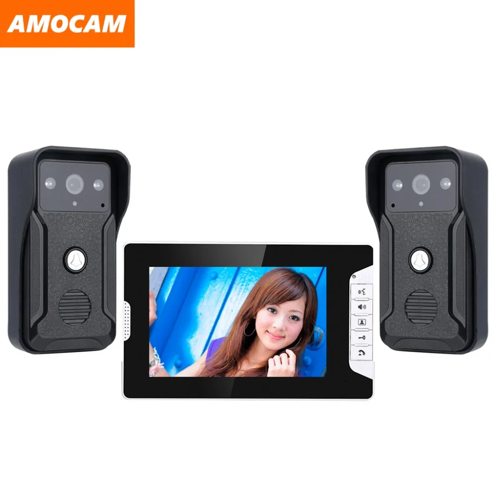 

7 Inch Screen wired video intercom Doorbell System Video Door Phone ir night vision camera for villa home 1-Monitor 2-Camera