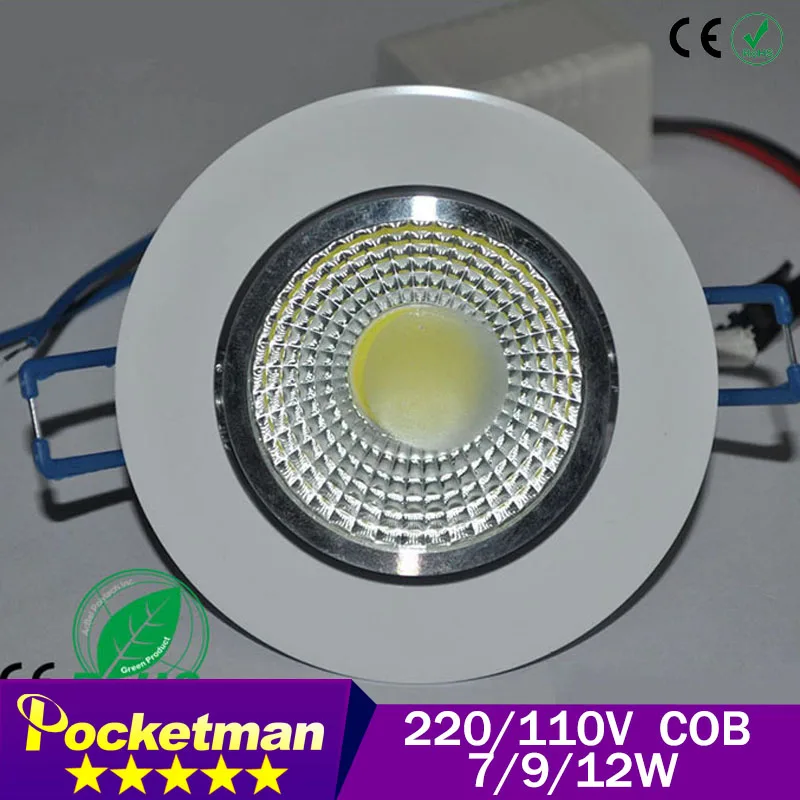 Zk93LED потолочный светильник 7 Вт 9 12 LED COB Чип Потолочный встраиваемый Светодиодный