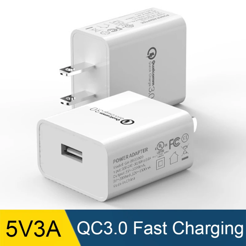 QC3.0 быстрый адаптер для зарядки 5 в 3A USB настенное быстрое зарядное устройство один порт Блок для дома путешествия США вилка Замена для iPhone samsung